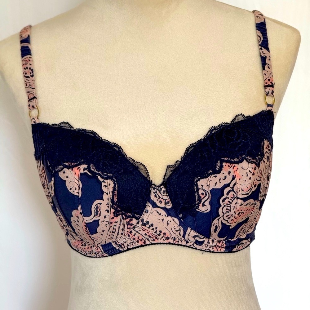 Stella McCartney Balconette Bra in Navy and Pink